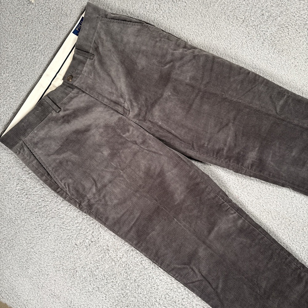 Polo Ralph Lauren Corduroy Pants Mens 33x32 Gray Classic Fit Stretch Trousers